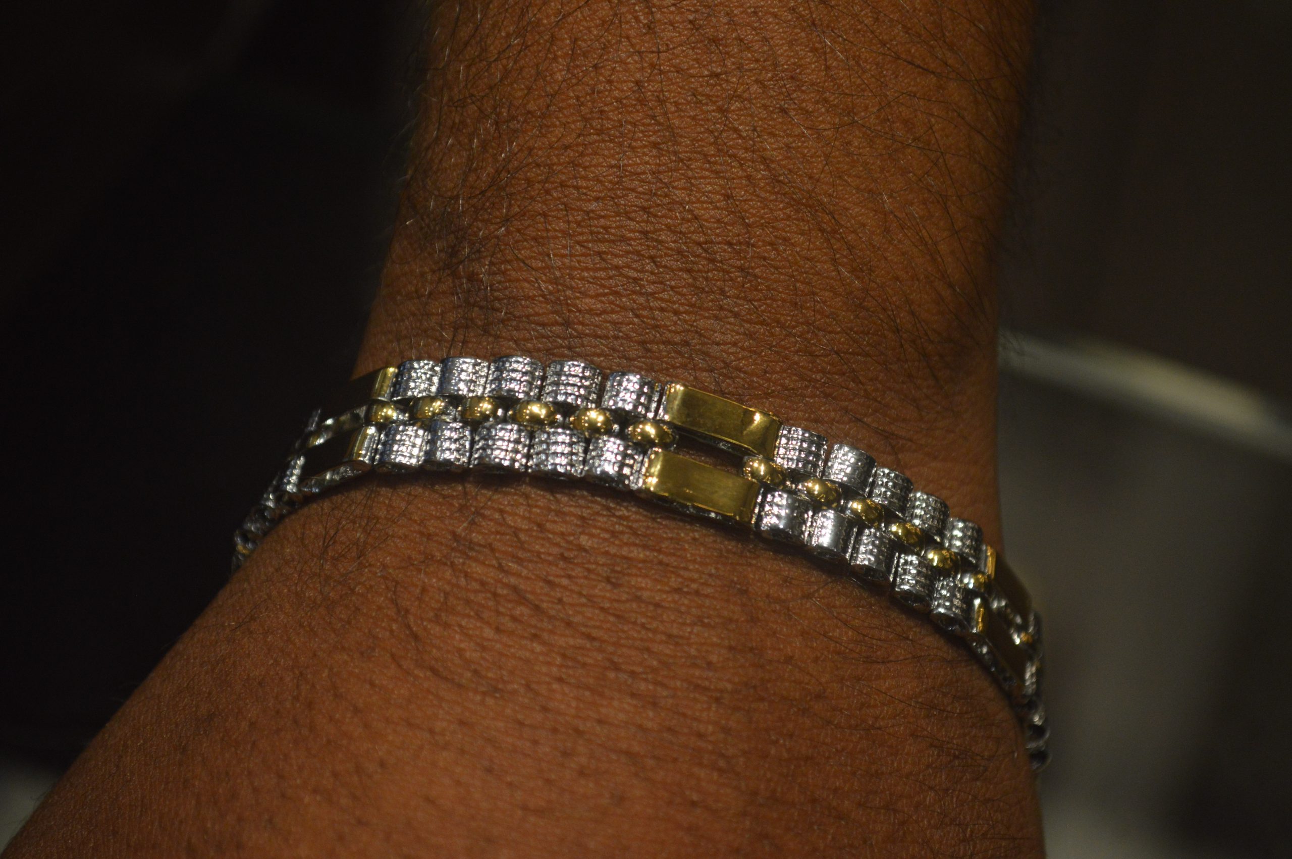 Stone Studded Bracelet – Dual Tone - Image 2