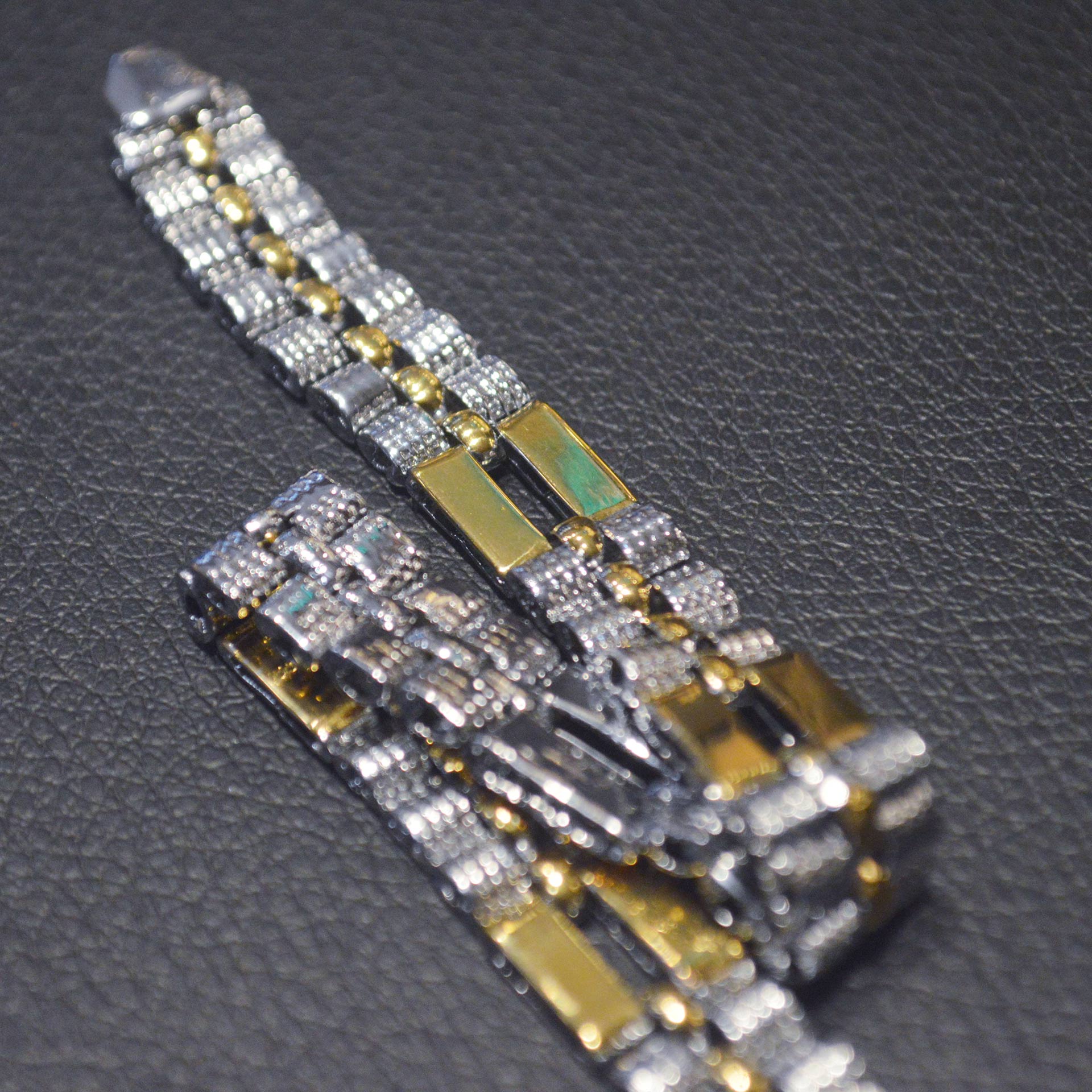 Stone Studded Bracelet – Dual Tone - Image 5